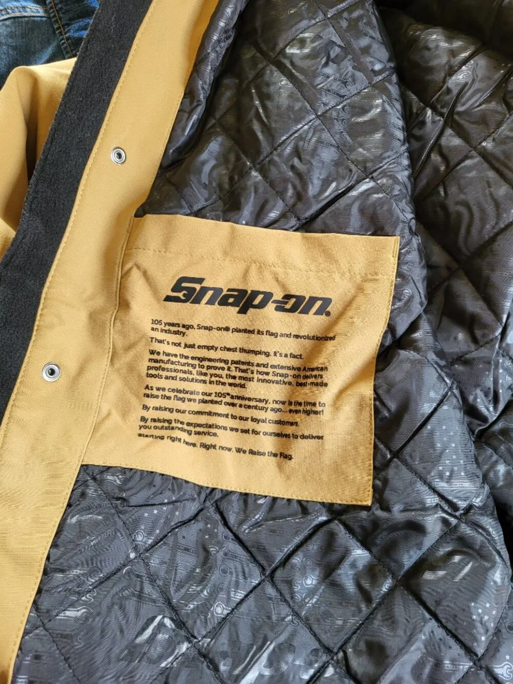 Snap On Tools 105th Anniversary quilted hooded jacket